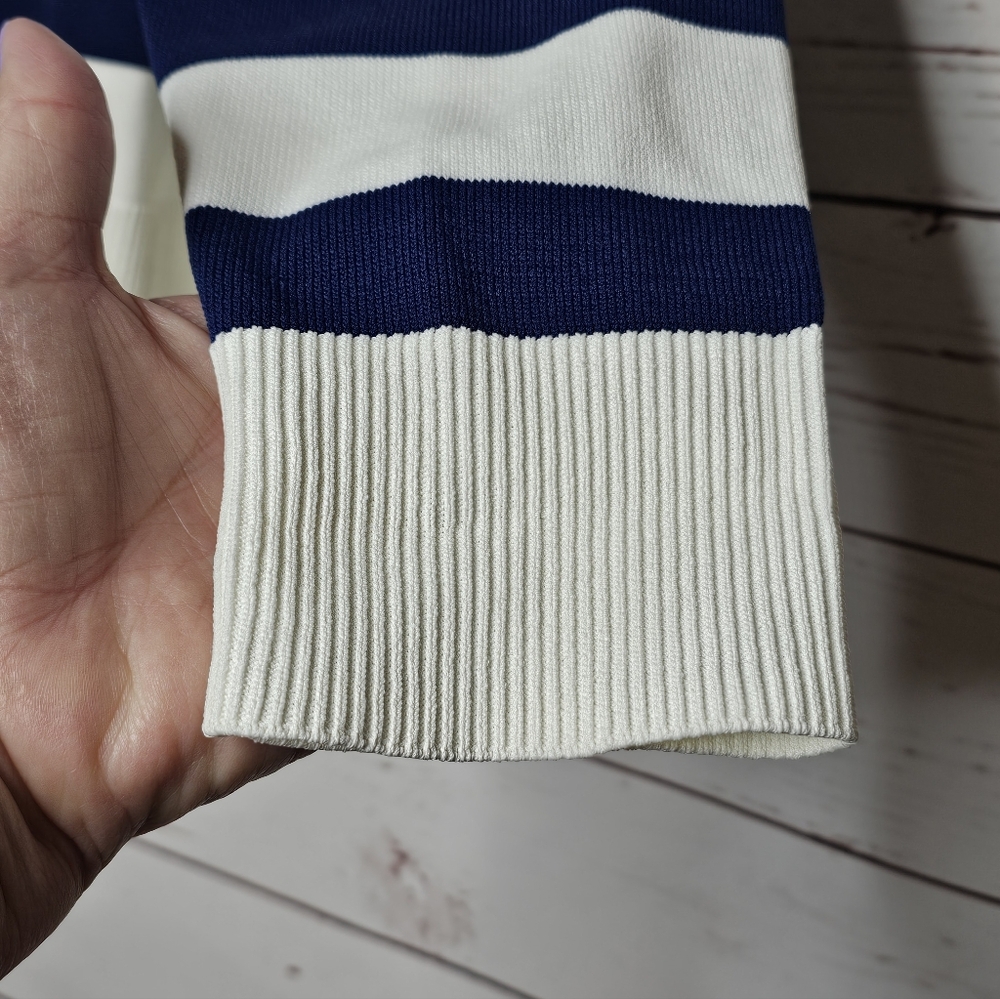 ON 34th Striped Navy and White Crewneck Sweater - Picture 5 of 12